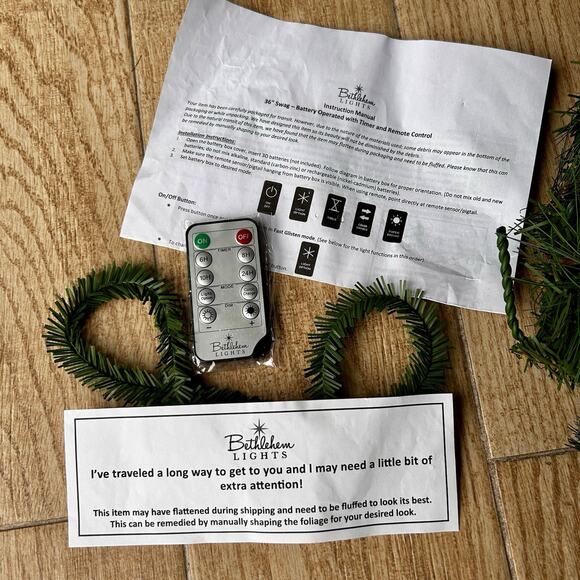 Bethlehem Lights 36" Prelit Swag w/ Color Flip LEDs Green Holiday Decor - Picture 9 of 12